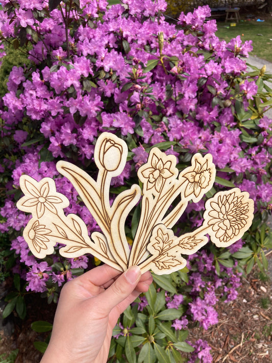 Wooden Flower Bookmark